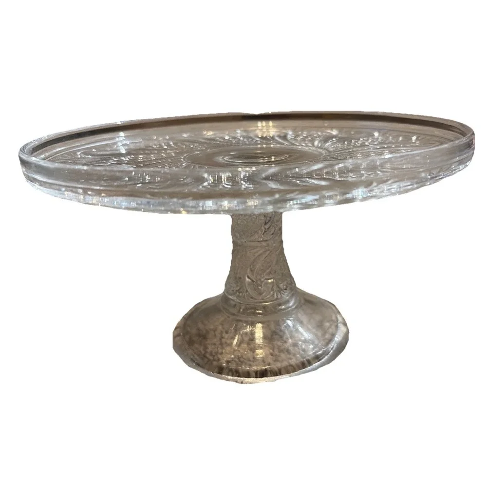 McKee Glass Feather Pattern‎ Cake Stand 8 1/4